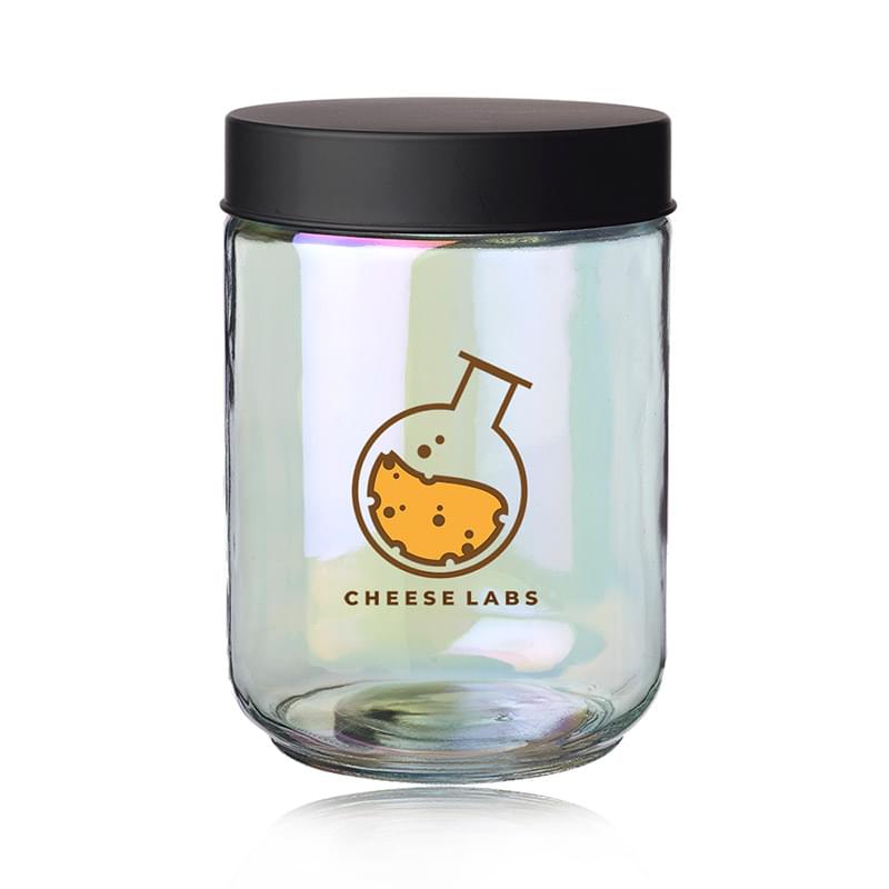Luminous 33 oz Iridescent Glass Storage Jars