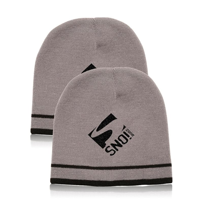 Acrylic Knit Beanies with Double Stripe