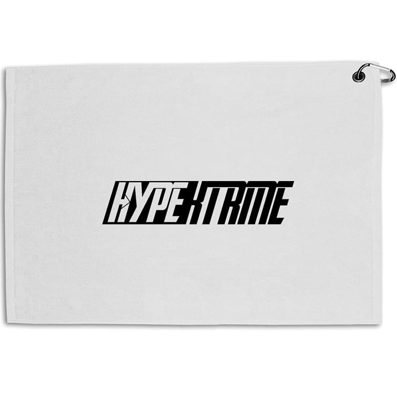 24" x 15" White Weekender Flat Hem Golf Towel