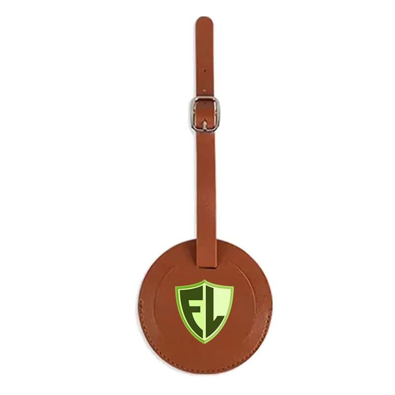 Round Shape PU Vegan Leather Luggage Tag