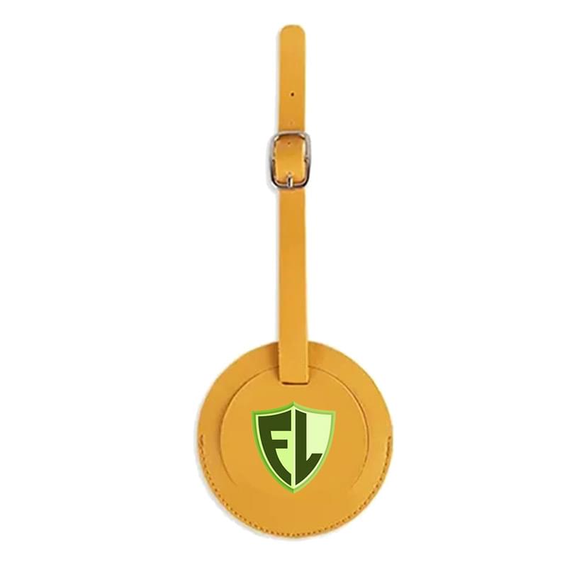 Round Shape PU Vegan Leather Luggage Tag