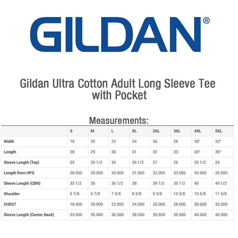 Printed Gildan Ultra Cotton Long Sleeve Adult T-Shirt