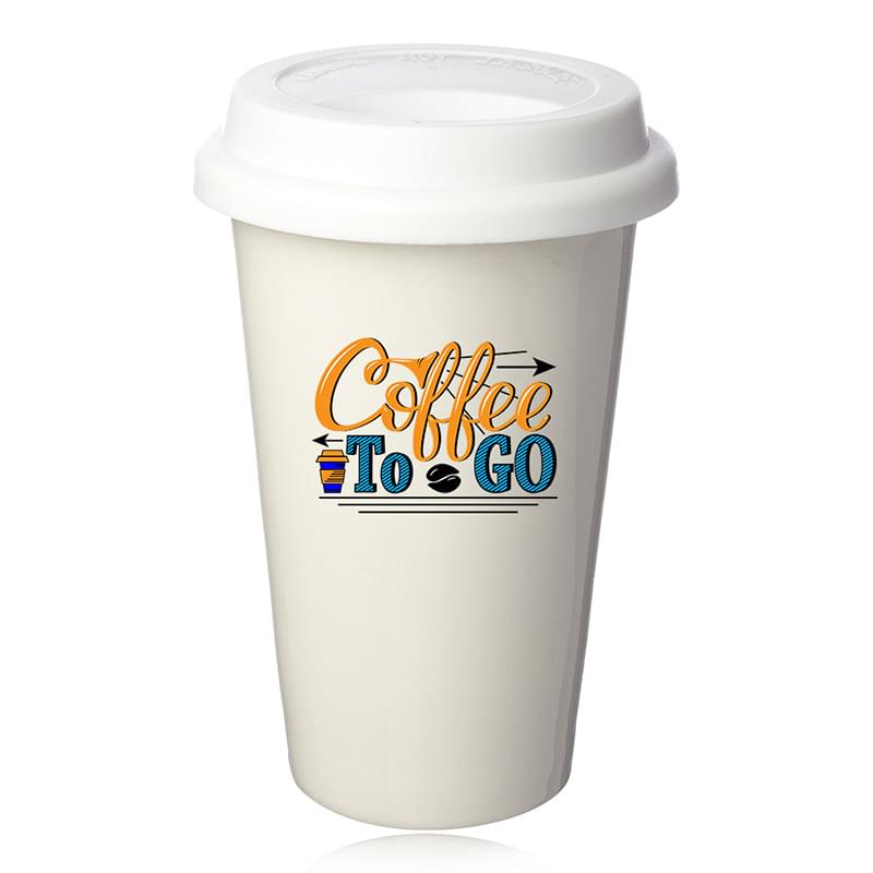11 oz. Double Wall Ceramic Tumblers with Lid