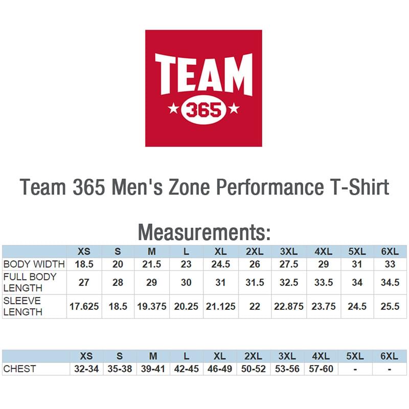 Printed Customized Team 365 Men's Zone Performance Tees