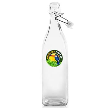34 oz. Wire Lid Square Glass Carafe Water Bottles