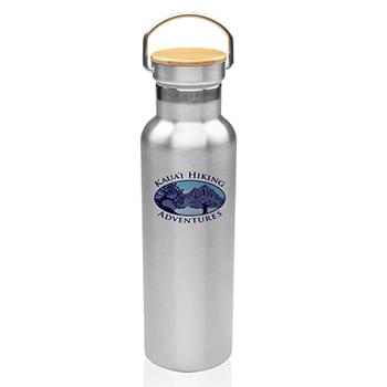 Luau 20 oz. Wood Top Stainless Steel Water Bottle